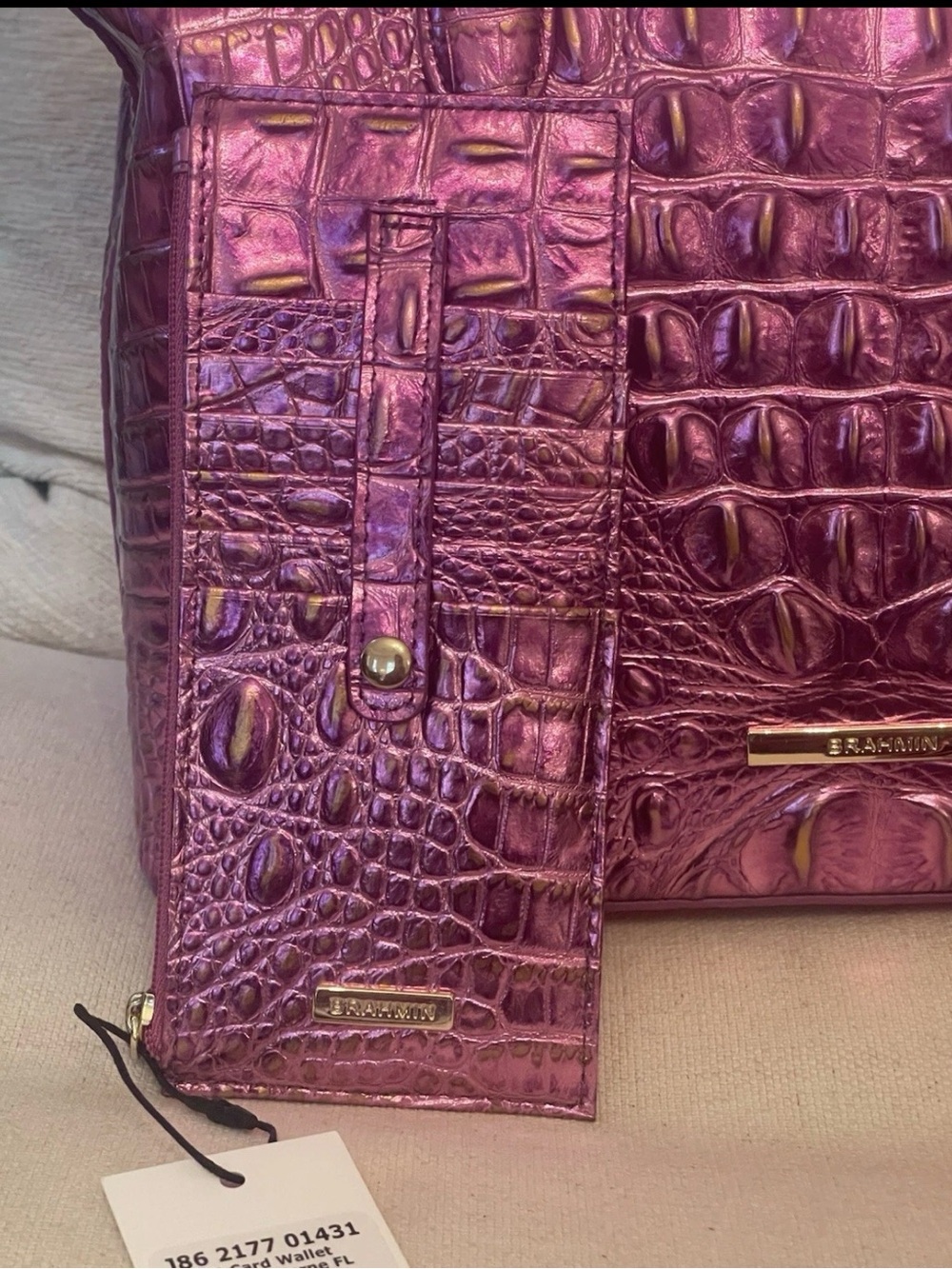 Brahmin Bright Pink Duxbury Satchel In OPERA & Matching CC Wallet NWT - Picture 11 of 15